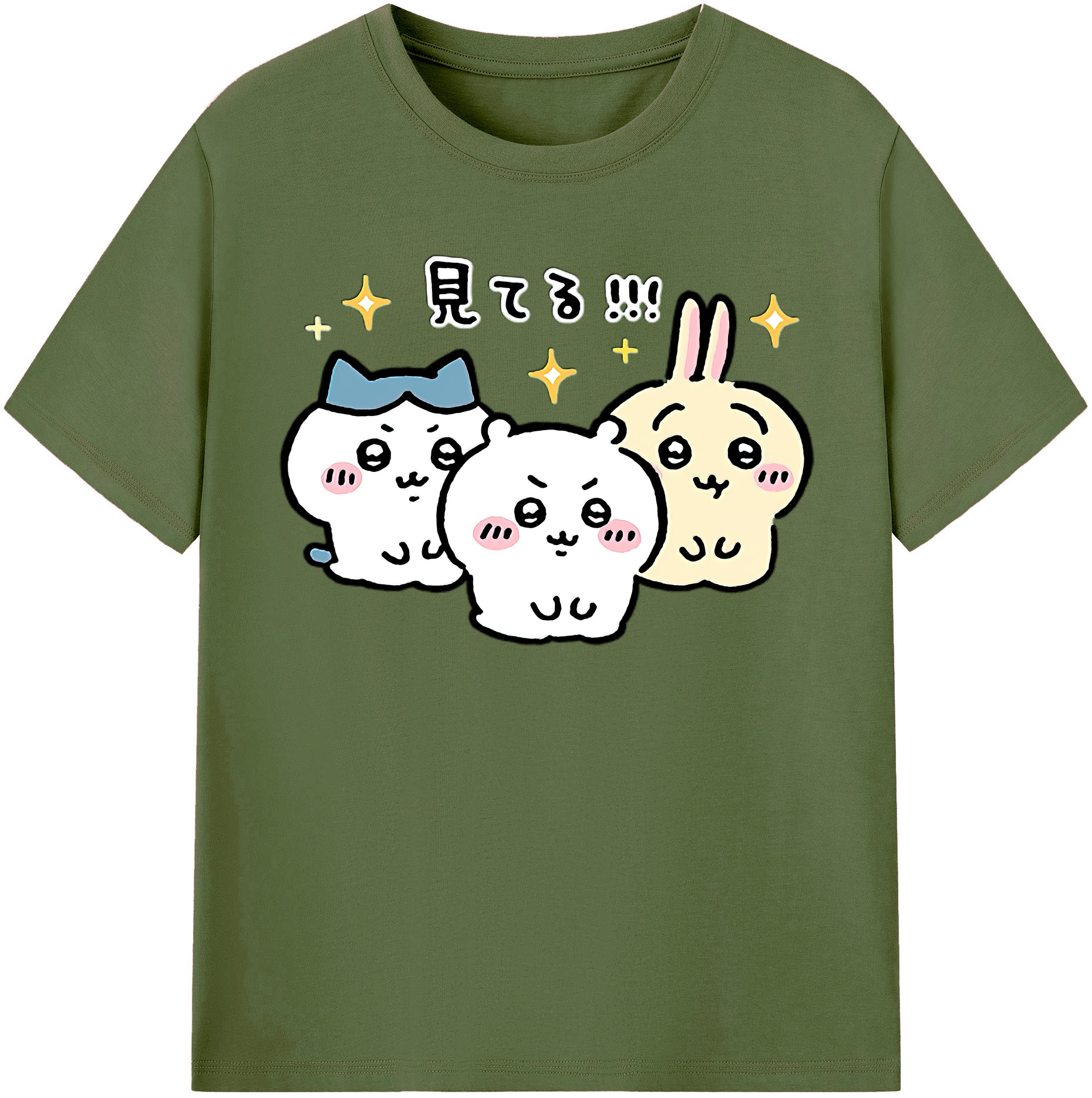 （画像用） ちいかわ ハチワレ Chii-kawa hachiware 綿100％半袖Tシャツ（フロントプリント）